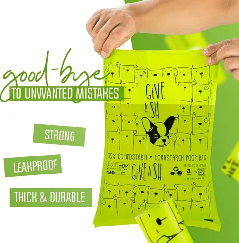 Vista 5 de Bolsas compostables para excremento de perro certificadas al 100% para el hogar - 10% para caridad - Cumple con ASTM D6400 y EN 13432 - 120 bolsas