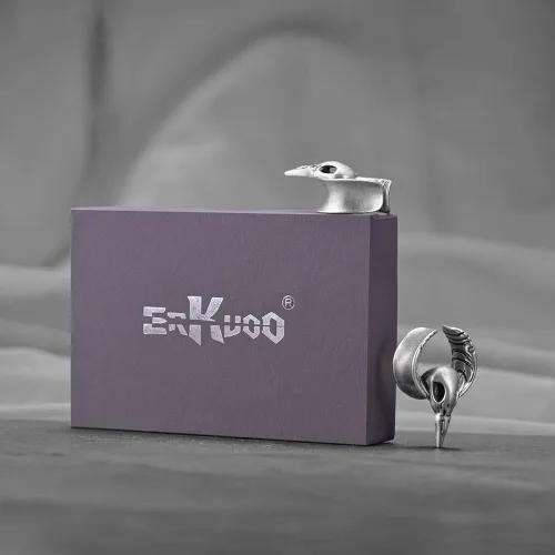 Vista 7 de 2 piezas de apertura de túneles de oreja, cuernos de calavera, calibre de oreja, piercing expansor, estirables, joyería de moda, piercing corporal