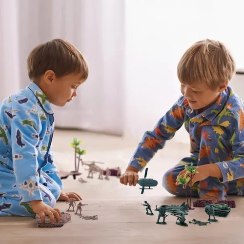 Vista 3 de FUN LITTLE TOYS 232 figuras de acción del ejército de hombres del ejército, juguetes del ejército de la WW 2, soldados de juguete, juego militar