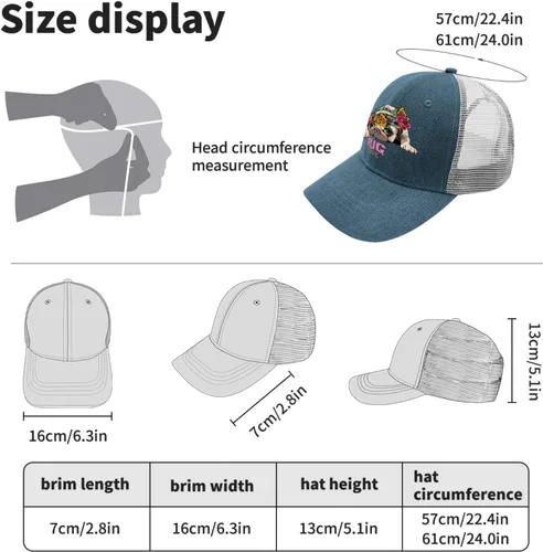 Vista 4 de Sombreros Pug Dog Dad Sombrero de béisbol gráfico para hombre