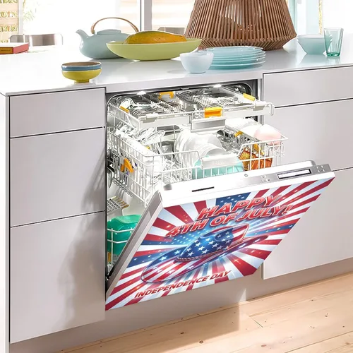 Vista 2 de 4th of July Cowboy Red Print Dishwasher Magnet Cover Decorative Magnetic Sticker Refrigerator Panel Door Decal for Kitchen Home Cabinet 23" W * 26" H