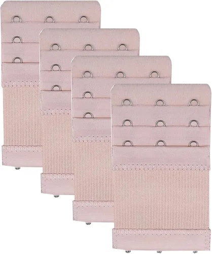 Bra Extender 3 Hooks 3 Rows Elastic Bra Band Hook Strap Extensions for Women, Pack of 4