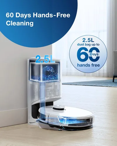 Vista 4 de ECOVACS DEEBOT N10 Plus - Combo de robot aspirador y trapeador con estación de vacío automático, limpieza manos libres durante 60 días, succión
