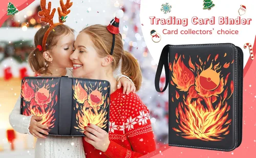 Vista 5 de Foldermax Carpeta de tarjetas de 4 bolsillos, carpeta de tarjetas de béisbol, 400 tarjetas, colección de juegos de cartas coleccionables con 50