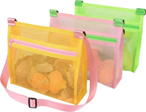 Vista 7 de MUYIZI Bolsas de Concha de Playa para Recoger Conchas - Bolsas de Malla para Niños y Adultos