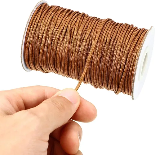 Vista 3 de Hestya Cable de elevación trenzado blanco de 0.069 pulgadas (0.071 in), 55 yardas/rollo con 4 piezas de colgante de madera para persianas