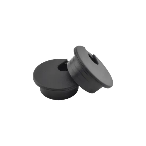 Vista 23 de HAHIYO 4 piezas 0.8 pulgadas/20 mm de goma flexible negra para escritorio Ojal de cable de escritorio para gestión de cables Cubierta de agujero