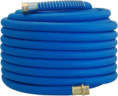 Vista 30 de WiseFlow Manguera de jardín de 3 pies x 5/8 pulgadas, manguera de goma resistente, manguera de agua con trenzado de cinco capas, accesorios macho
