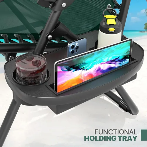 Vista 58 de Magshion Zero Gravity - Juego de 2 sillas reclinables para patio al aire libre con bandeja lateral, reclinables ajustables antigravedad