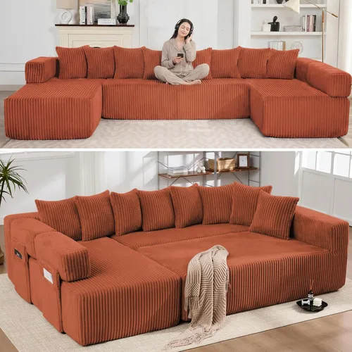 Vista 12 de Sofá Cloud de gran tamaño sin estructura con chaise longue, sofá modular moderno con asiento profundo, varias combinaciones de sofás tapizados