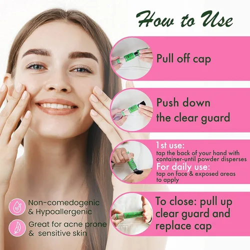 Vista 3 de Protector solar natural en polvo, protector solar mineral tintado con pincel SPF30 .23 oz (ligero)