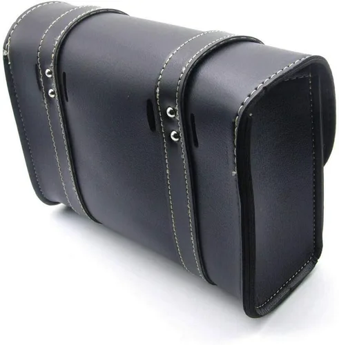 Vista 6 de Maso Bolsa de silla de montar de motocicleta, equipaje universal de cuero PU bolsa de almacenamiento con 2 correas de montaje negro