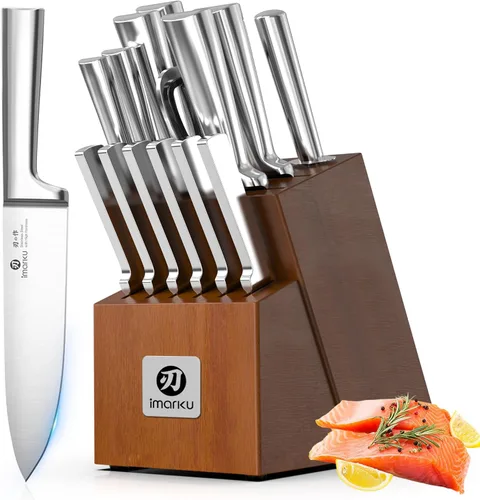 Vista 19 de imarku Santoku Cuchillo de chef de 5 pulgadas, cuchillo asiático ultra afilado, cuchillo de chef japonés, acero inoxidable japonés SUS440A, mango