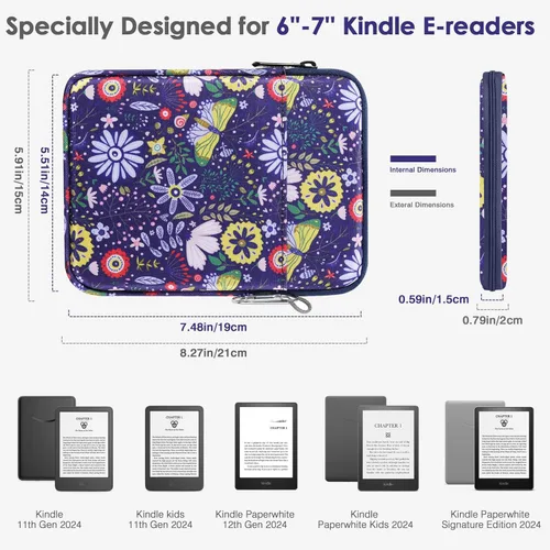 Vista 2 de MoKo Funda para Kindle de 6 a 7 pulgadas, funda protectora de nailon compatible con Kindle Paperwhite 2021, Fire 7 2022, totalmente nuevo