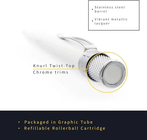 Vista 4 de Retro 51 Tornado Classic Lacquer Glow In The Dark White Bolígrafo Rollerball