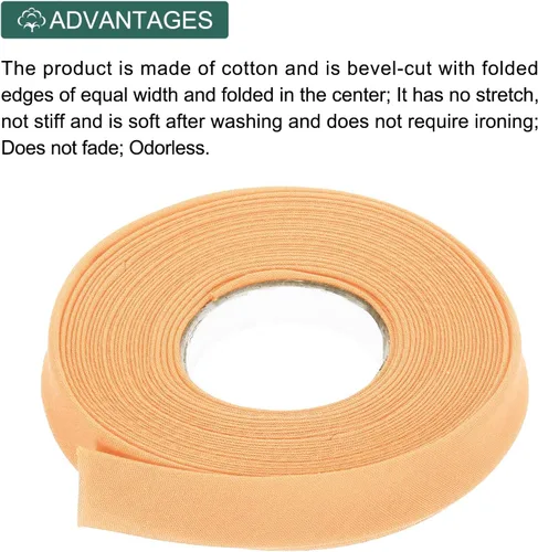 Vista 244 de MECCANIXITY Cinta al bies de doble pliegue de 1/2 pulgada de poliéster continuo a granel para costura, costura, dobladillo, encuadernación y Beige