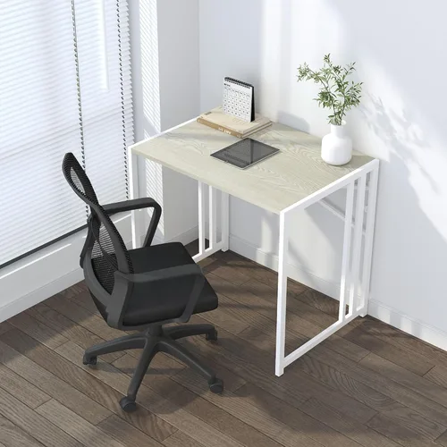 Vista 53 de Escritorio plegable de 47 pulgadas, no requiere montaje, mesa de oficina en casa, escritorio de campamento para computadora de juegos, color beige