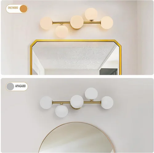 Vista 6 de Lámparas de tocador de baño, 5 luces de pared de baño