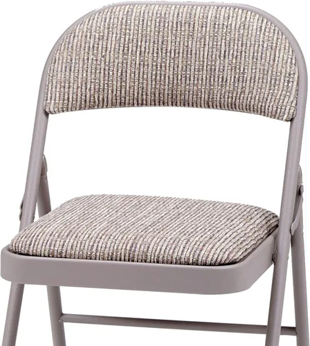 Vista 7 de MECO 4-Pack Steel Frame Folding Dining & Event Chairs, Chicory Lace Motif Upholstery, Beige - Foldable Seating with Cushioned Seat and Padded Back