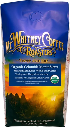 Vista 30 de Mt. Whitney Base Camp Blend - Café de grano entero tostado oscuro medio bajo en ácido, 12 onzas (paquete de 1)