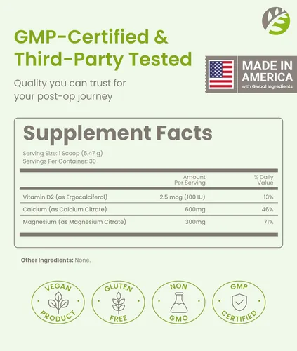 Vista 2 de BariSlim Citrato de calcio bariátrico Plus Powder - Formulado para pacientes después de una cirugía de pérdida de peso - Máximo apoyo