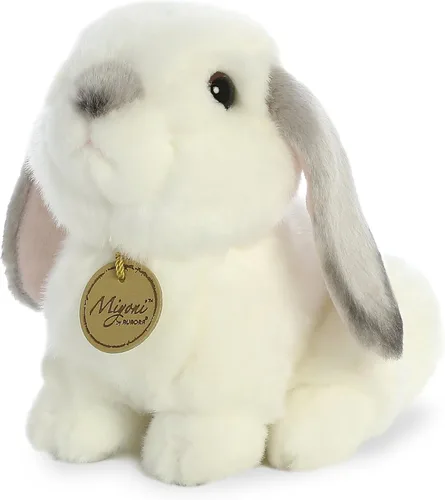 Vista 3 de Aurora® Adorable conejo Lop de peluche Miyoni®, detalle realista, compañía entrañable, gris, 8 pulgadas