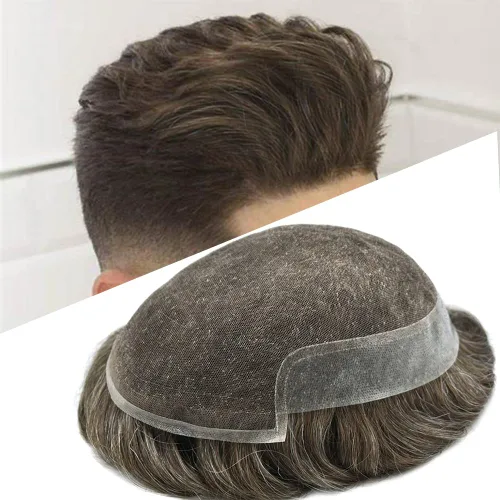 Vista 27 de Toupee - Sistema de cabello humano no quirúrgico para hombres Toupee indetectable de encaje para hombres, extensiones de cabello gris 100% cabello
