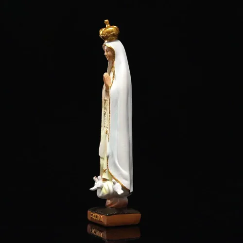 Vista 8 de Figura de Nuestra Señora de Fátima, figuras católicas de la Virgen De Fátima de 8 pulgadas, regalo de decoración religiosa de resina