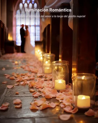 Vista 4 de Homemory Paquete de 48 velas parpadeantes sin llama, velas falsas LED que funcionan con pilas más de 200 horas para centros de mesa de boda, base