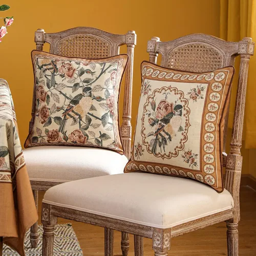 Vista 73 de patdrea Fundas de almohada de diseñador, fundas de almohada redondas de lino estilo europeo vintage, cojín decorativo para cama, sala de estar
