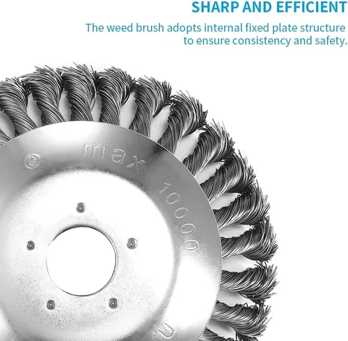 Vista 3 de Rueda de alambre de acero Cepillo de malezas de jardín Cortacésped Cortacésped Eater Trimmer Cepillo cortador Herramientas Jardín Hierba Trimmer