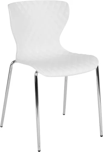 Vista 15 de Flash Furniture Lowell Silla apilable de plástico negro con diseño contemporáneo