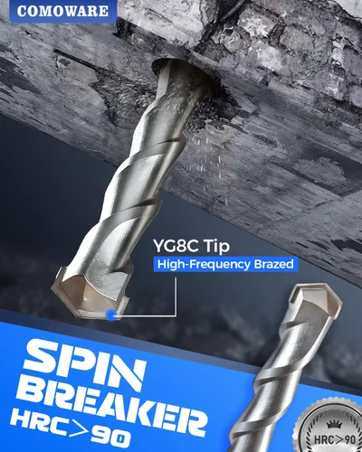 Vista 3 de COMOWARE Juego de brocas de martillo giratorio y cinceles, herramienta de agujero de mampostería de hormigón SDS Plus, 17 piezas con estuche