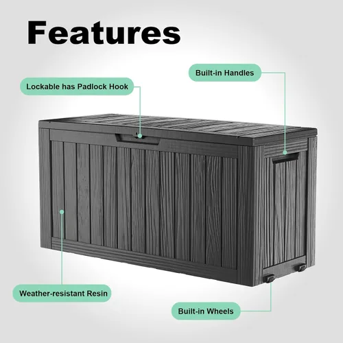 Vista 183 de DRATO Cajas de terraza, caja de almacenamiento al aire libre de 30 galones para cojín de patio, herramientas de jardín, impermeable y resistente a