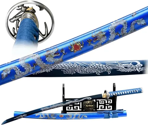 Espada Katana real afilada: las espadas samuráis japonesas son un regalo único para hombres. La hoja de espada de acero de alto carbono de espiga