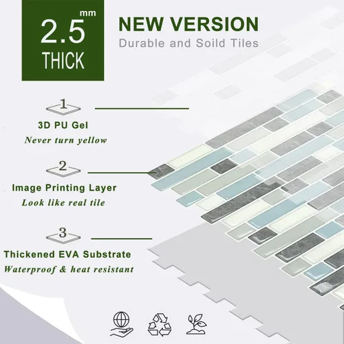 Vista 7 de STICKGOO Azulejos Adhesivos de Diseño Más Grueso para Despegar y Pegar, 12"×12" Protector contra Salpicaduras para Cocina, Azulejos Autoadhesivos