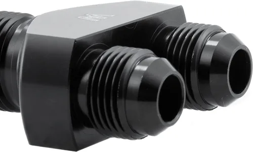 Vista 7 de Adaptador de montaje de manguera de línea de combustible de 10AN a 8AN 8AN 8AN Y Block Flare Divisor de aluminio negro