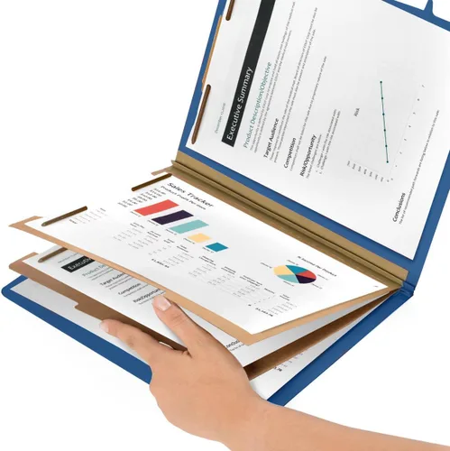 Vista 7 de 10 carpetas de clasificación azules con divisores – Carpetas de archivos de personal de empleados – Tyvek de 2 pulgadas con carpetas de archivos