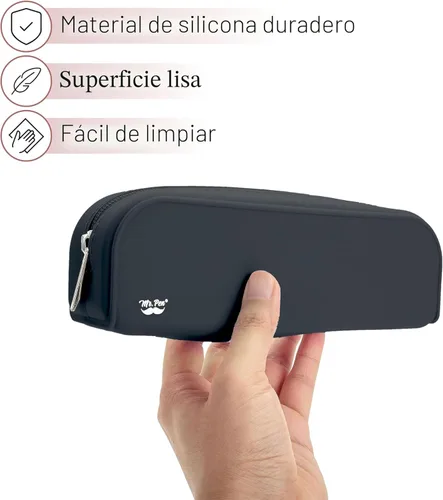 Vista 3 de Mr. Pen - Estuche de silicona para lápices, estuche para lápices negro, estuche pequeño para lápices, estuche para lápices estético