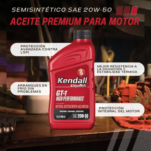 Vista 2 de Kendall GT-1 Competition 20w-50 w/Ti - Estuche de 12/1 qt