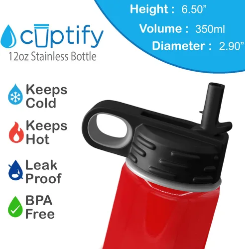 Vista 104 de Cuptify Botella de agua para niños personalizada con nombre en botella de agua aislada con anillo brillante verde de 12 onzas Verde brillante