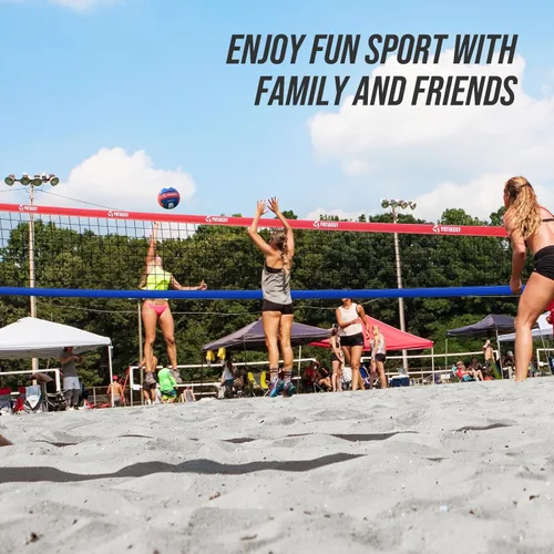 Vista 8 de Juego de red de voleibol profesional portátil para exteriores con postes de aluminio de altura ajustable, sistema de cabrestante, voleibol con bomba