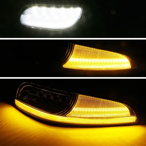 Vista 9 de iJDMTOY Conjunto de luz de señal de giro frontal secuencial LED DRL/Láser de lente transparente Compatible con Chevrolet Corvette C5 1997-2004, LED