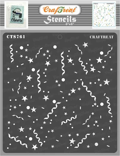 CrafTreat Plantillas de confeti reutilizables para pintar en madera, lienzo, papel, tela, piso, pared y azulejos, confeti, 6 x 6 pulgadas,
