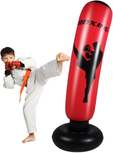Vista 6 de Saco de boxeo inflable de 67 pulgadas para niños, saco de boxeo para niños, saco de boxeo de enfoque para practicar karate, bolsa de boxeo