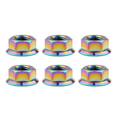 Vista 13 de Titanium DIN6923 M5 M6 M8 M10 M12 M14 M16 - Juego de 6 tuercas hexagonales (paso M5, 0.031 in, negro)