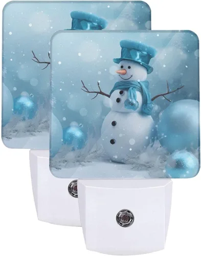 Vista 37 de Ouqiuwa Juego de 2 luces nocturnas enchufables para Navidad, rojo, invierno, feliz año nuevo, LED, sensor de movimiento, lámpara para dormitorio