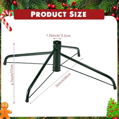 Vista 2 de Base de árbol de Navidad artificial de repuesto Roowest para árboles artificiales, base universal de árbol de Navidad de metal plegable soporte Verde