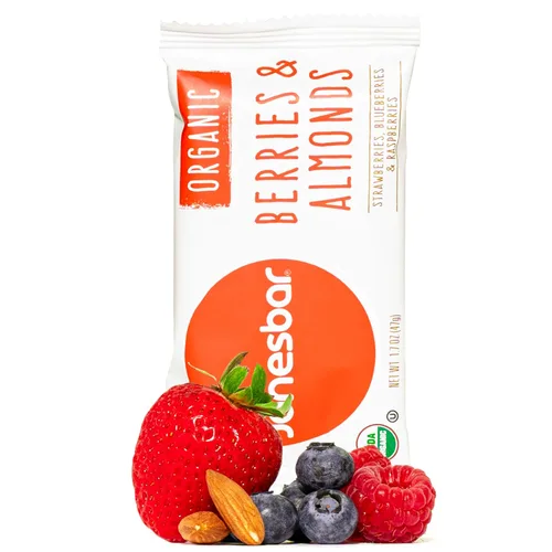 JONESBAR USDA Organic Fruit & Nut Bar, Non-GMO, Kosher, Vegan, Gluten Free, Simple Snack (Berries & Almonds, 1 Bar (Pack of 1))