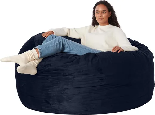 Vista 10 de Yaxa Basics: sillas de puf grandes para adultos, 6 pies, color negro, rellenas de espuma viscoelástica con cubierta de microfibra sólida